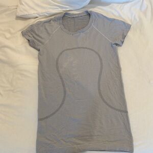 lululemon athletica Gray Striped Muscle Tee